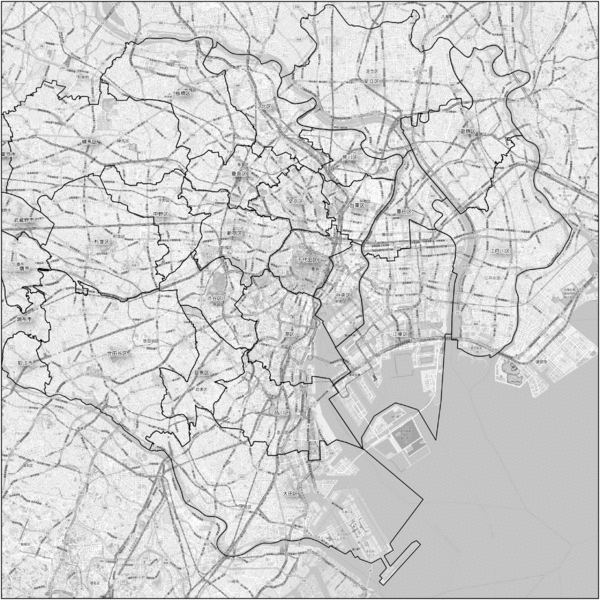 東京23区の立体地図
