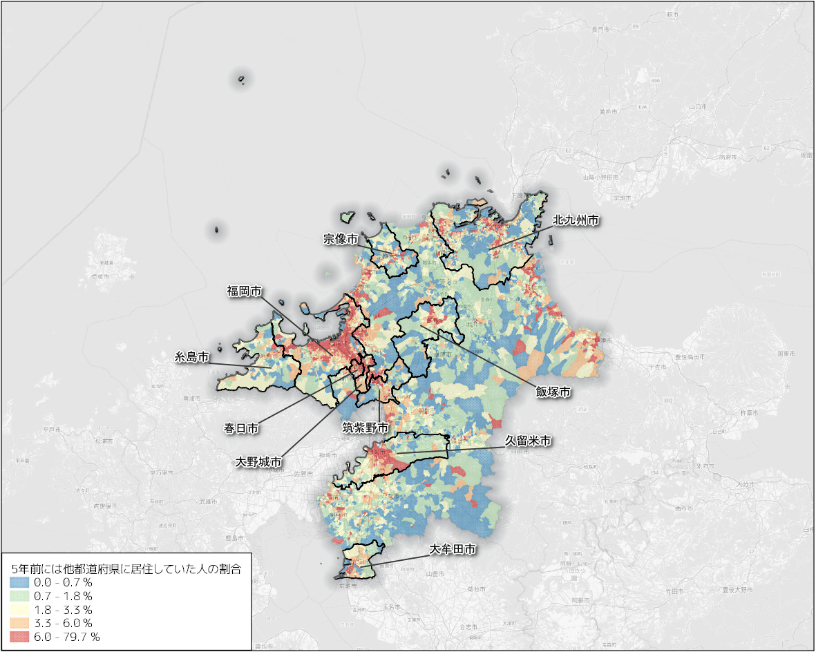 オープンデータ紹介 5年前の居住地別の男女別人口 Ll Me