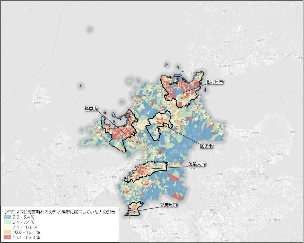 オープンデータ紹介 5年前の居住地別の男女別人口 Ll Me