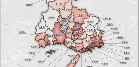 兵庫県の市区町ごとの共同住宅の空き家の割合