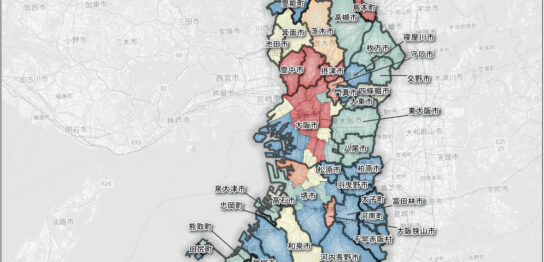大阪府の市町村ごとの人口増減率