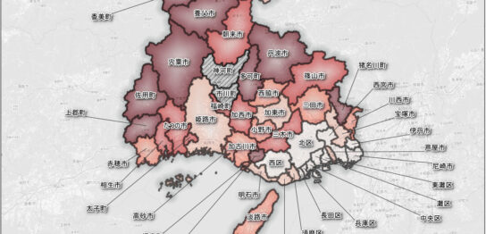 兵庫県の市区町ごとの持ち家の割合
